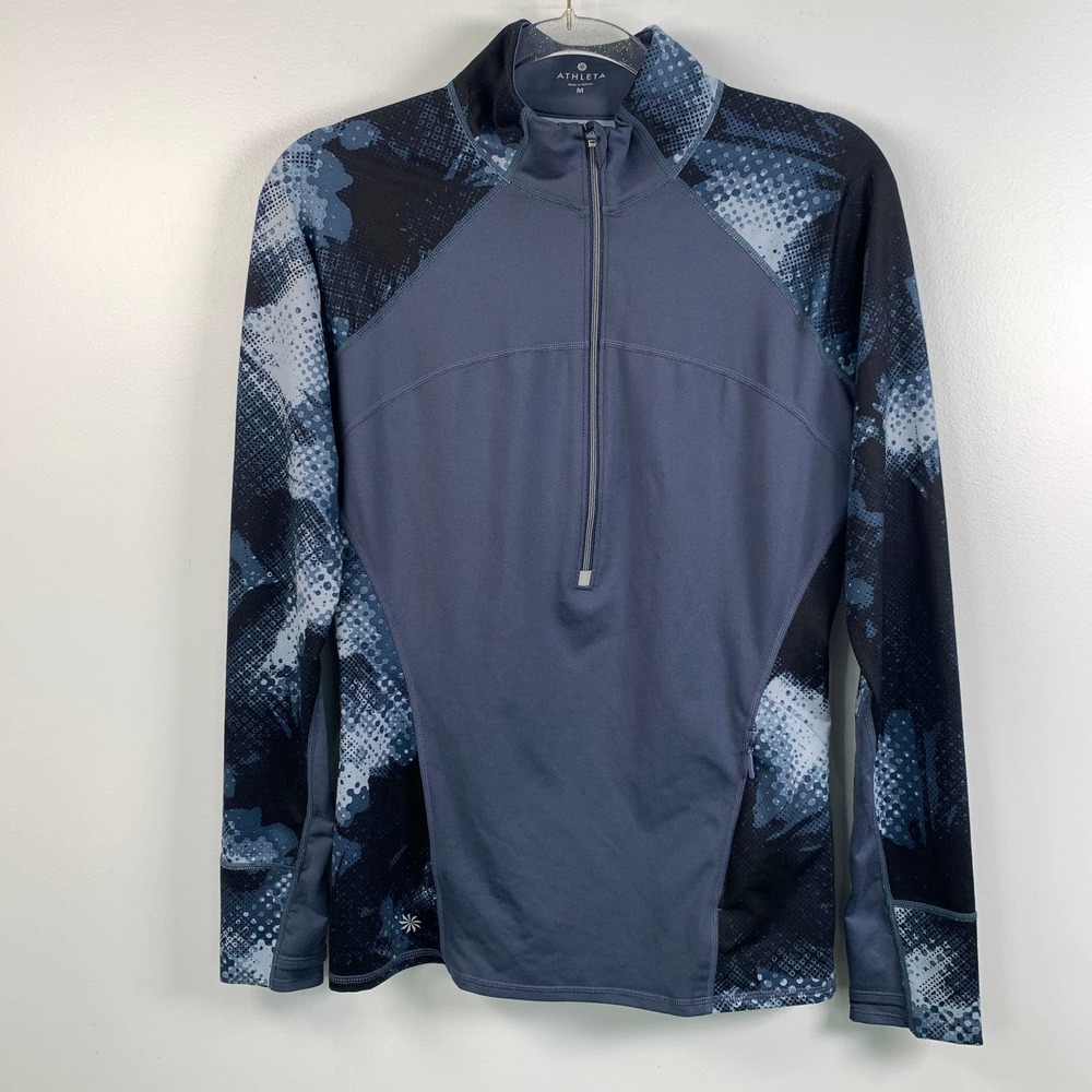 Athleta Women's M Blue Running Wild Half Zip Long Sleeve Pullover